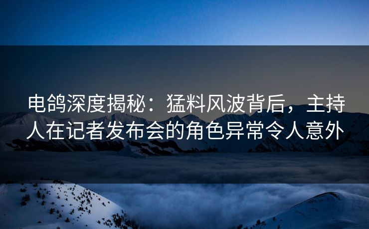 电鸽深度揭秘：猛料风波背后，主持人在记者发布会的角色异常令人意外