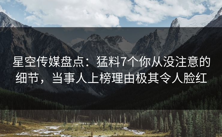 星空传媒盘点：猛料7个你从没注意的细节，当事人上榜理由极其令人脸红