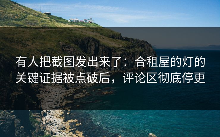 有人把截图发出来了：合租屋的灯的关键证据被点破后，评论区彻底停更