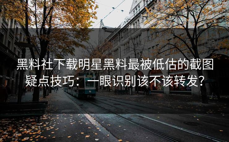黑料社下载明星黑料最被低估的截图疑点技巧：一眼识别该不该转发？